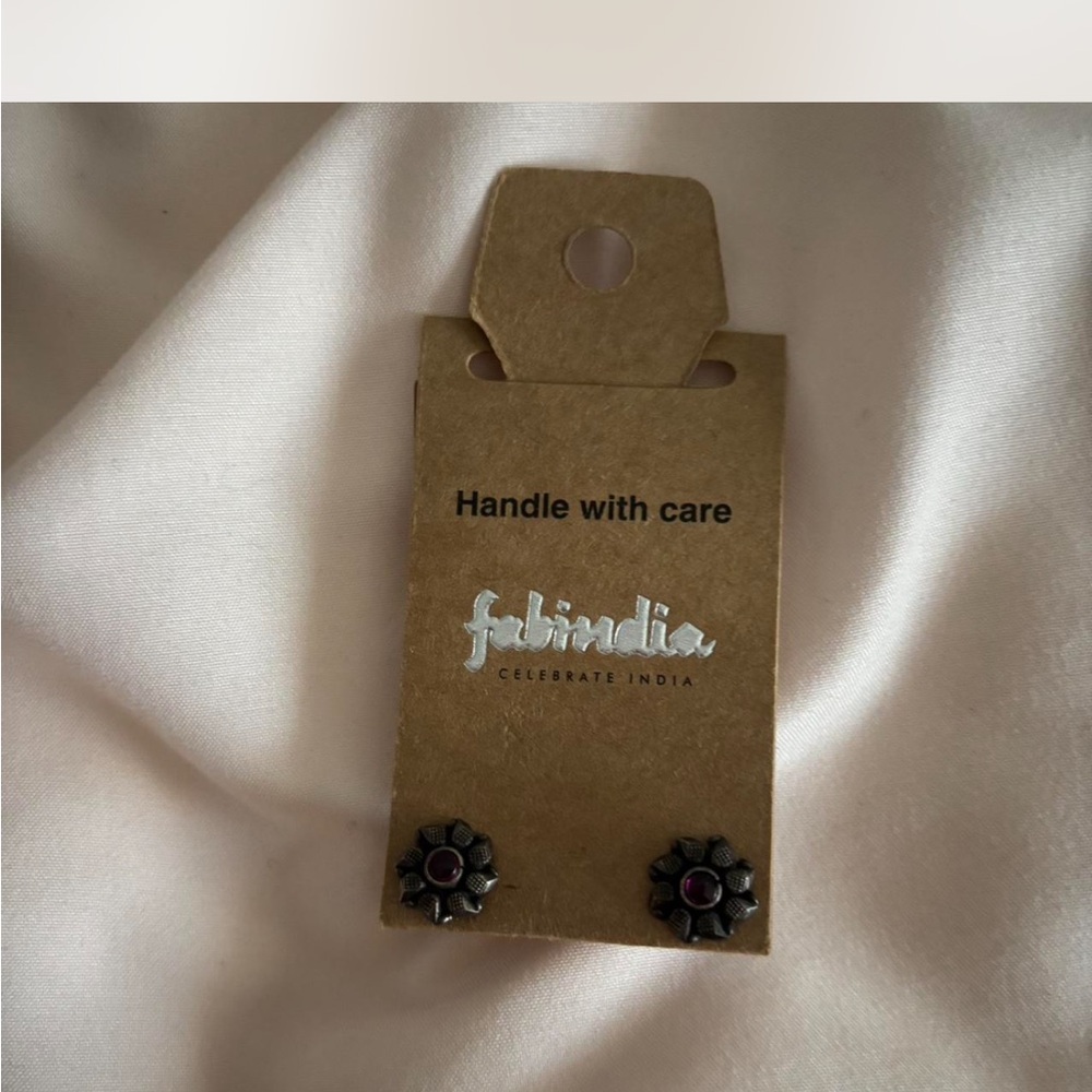 Fabindia Black Floral Earrings
